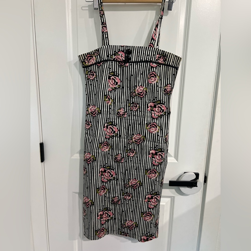 Floral Striped Midi Bodycon Dress